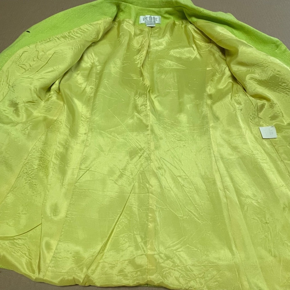 Vintage Petite Sophisticate Women's 10P Lime Green Blazer Rayon 80's - Picture 13 of 14